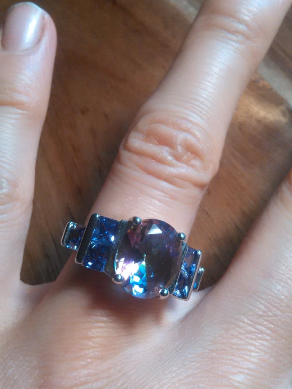 Simulated Mystic Topaz and Purple Crystal Ring (Size 7) - Picture 14 of 16